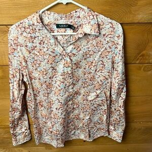 Lauren Ralph Lauren women’s PL Floral Pink Button Up Shirt‎ top business casual